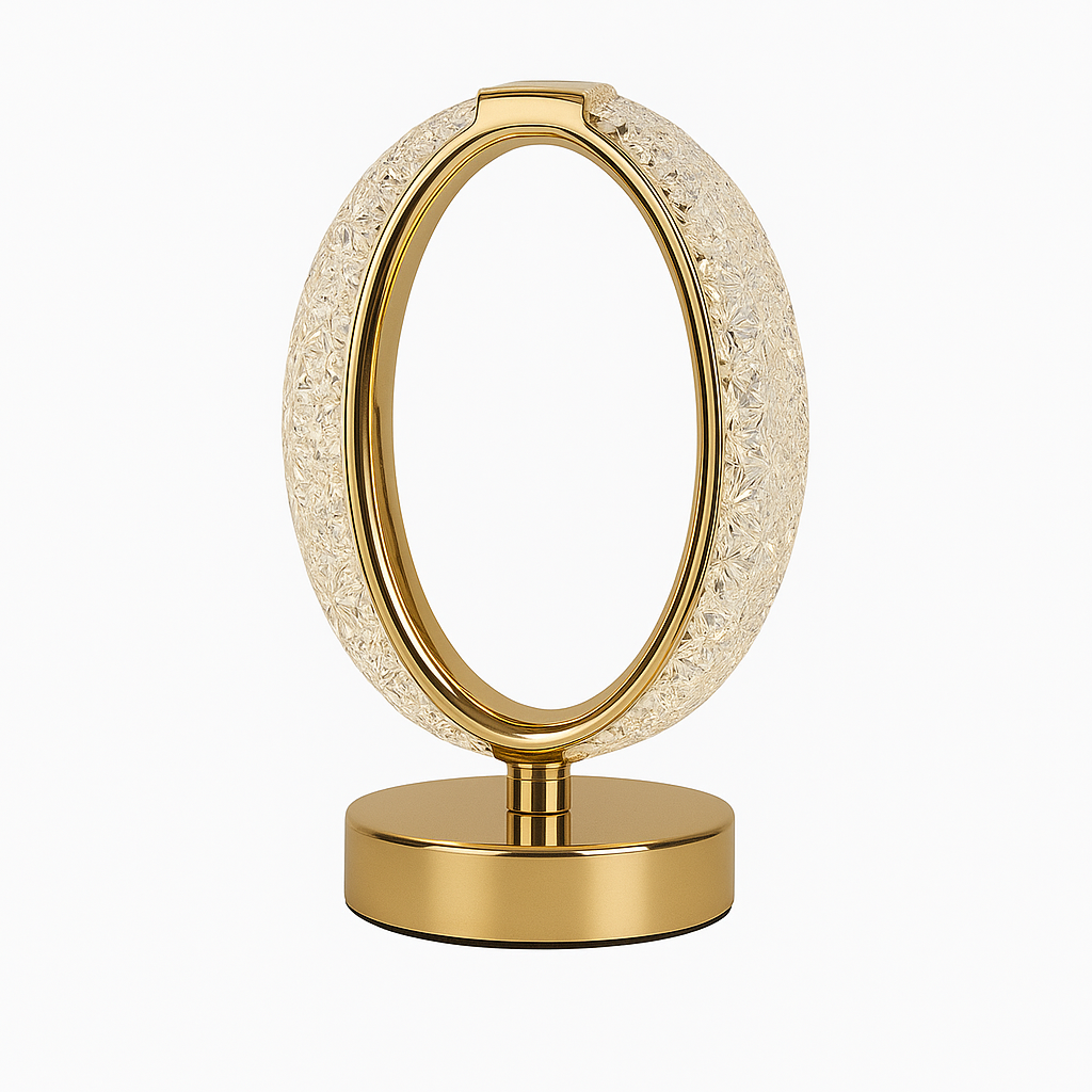 Crystal Oval LED Table Lamp – Elegant Gold Accent Light for Modern Interiors
