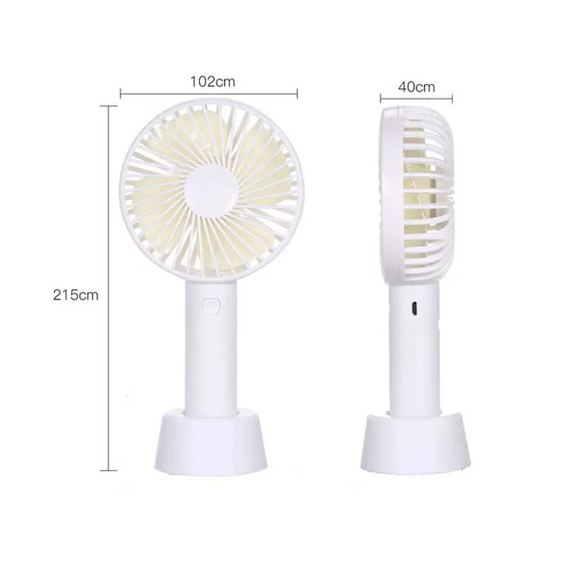 Mini USB Handheld Fan with Base – 3-Speed Portable Desk Cooler