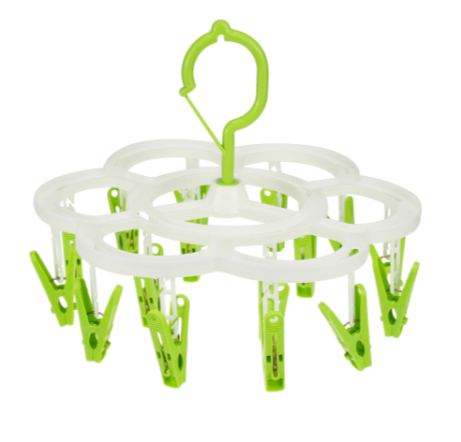 360° Rotating Multi-Clip Hanging Dryer – Foldable Air Drying Hanger for Socks & Underwear