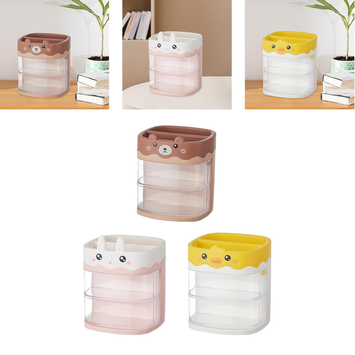 Cute Duck-Themed 3-Layer Drawer Organizer – Multi-Compartment Storage Box for Kids & Home