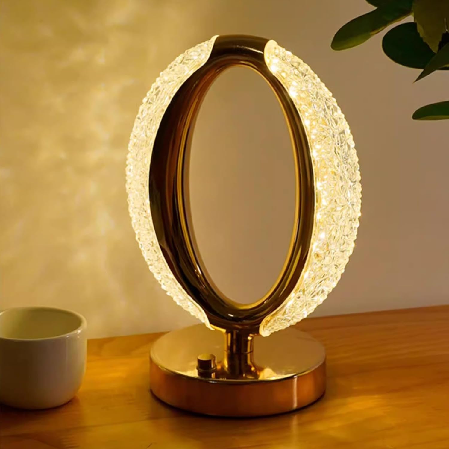 Crystal Oval LED Table Lamp – Elegant Gold Accent Light for Modern Interiors