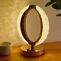 Crystal Oval LED Table Lamp – Elegant Gold Accent Light for Modern Interiors