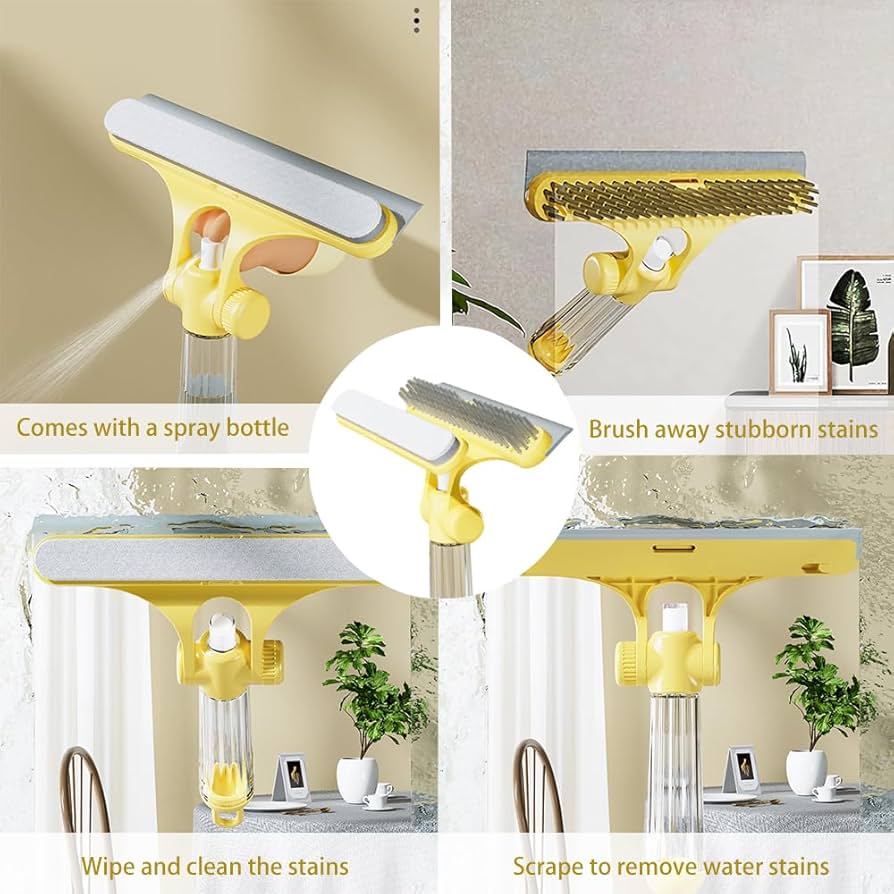 Luxury Gold Stainless Steel Shower Glass Wiper – Multi-Purpose Cleaning Squeegee with Hook