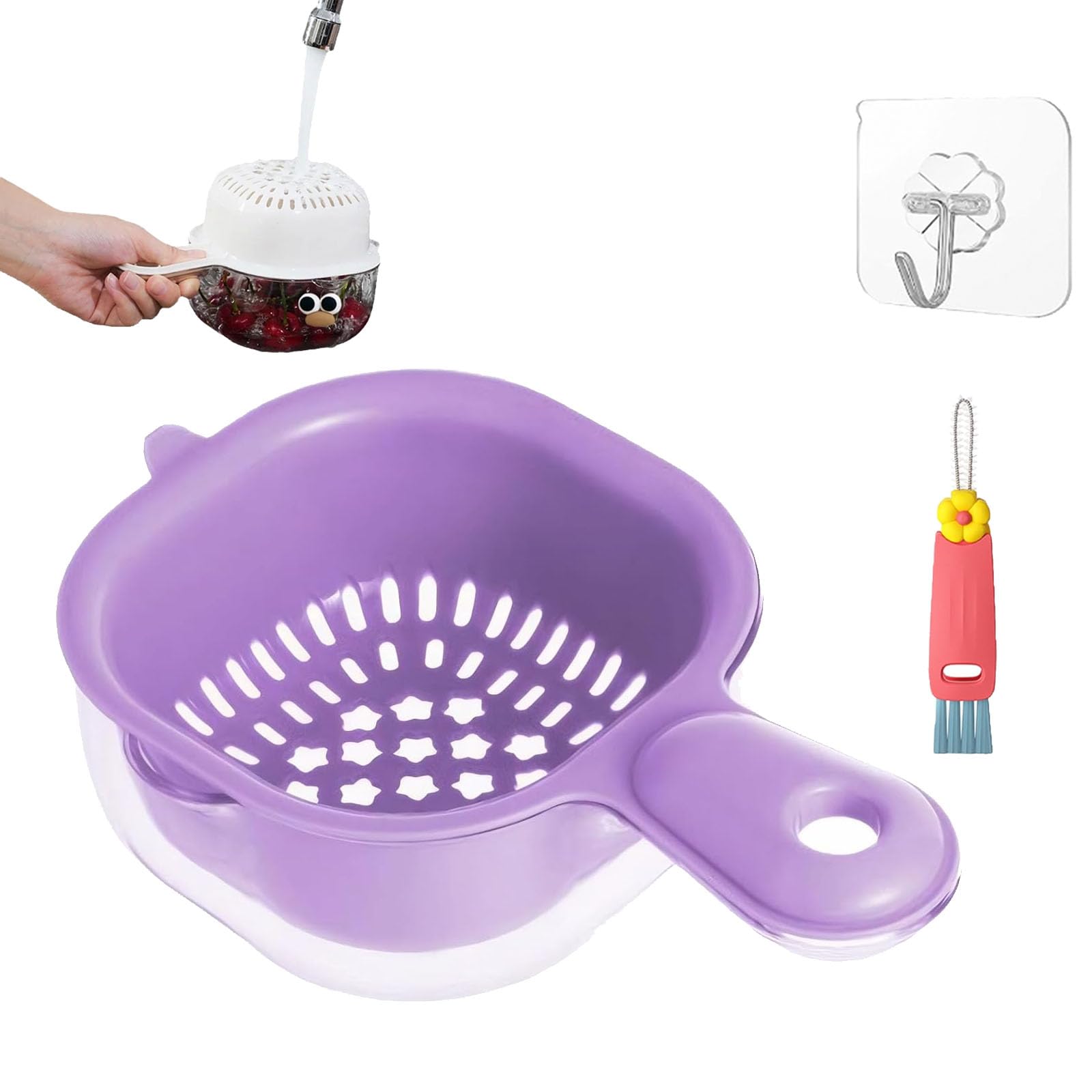 Mini Multipurpose Handheld Strainer – Compact Plastic Drain Scoop with Hook Handle
