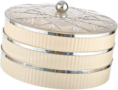 Royal Luxe 3-Layer Dry Fruit & Snack Storage Box – Rotating Elegant Round Organizer with Lid