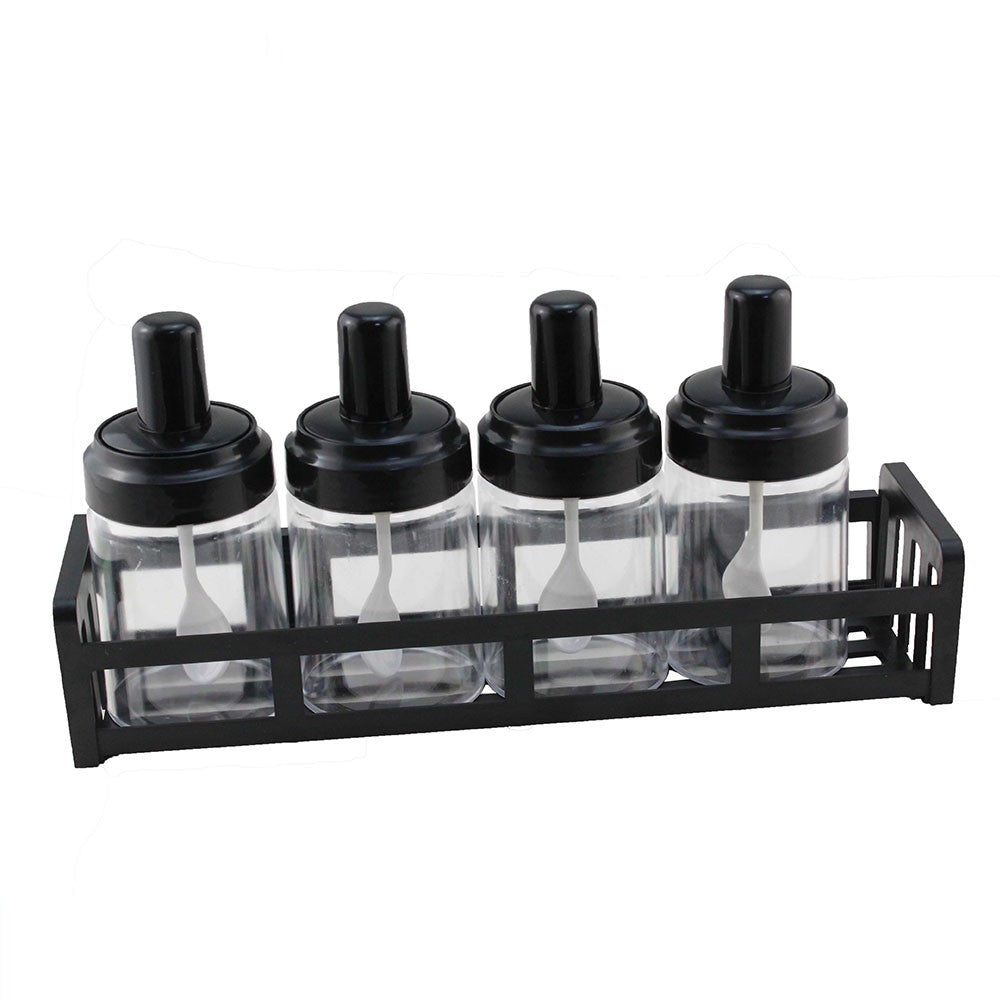 ChefEase™ 4-in-1 Multipurpose Seasoning & Oil Dispenser Jar Set with Built-in Spoons