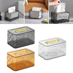 Crystal Luxe Cotton Swab & Tissue Box – Transparent Acrylic Dispenser with Gold Handle