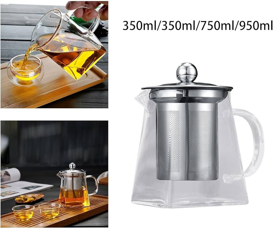 Crystal Brew™ Premium Glass Teapot with Stainless Steel Infuser & Lid