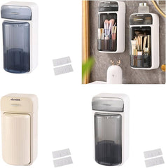 Wall-Mounted Toothbrush and makeup Dispenser with Dust Cover