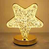 Crystal Star LED Table Lamp – Decorative Night Light with Gold Base
