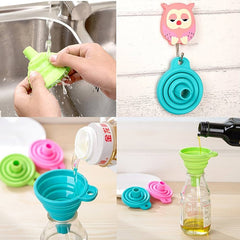 Colorful Collapsible Silicone Funnel Set – Space-Saving Kitchen Liquid Transfer Tools