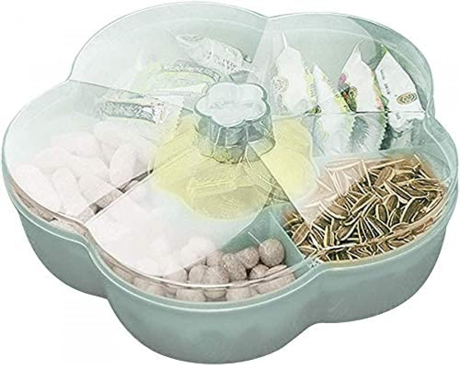 Blossom-Shaped Rotating Multi-Compartment Storage Box with Transparent Lid