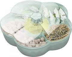 Blossom-Shaped Rotating Multi-Compartment Storage Box with Transparent Lid