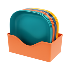 StackMate Plate Set with Organizer – 10-Piece Modern Square Dinner Plates Set