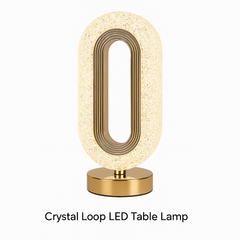 Crystal Loop LED Table Lamp – Luxury Ambient Light with Gold Base