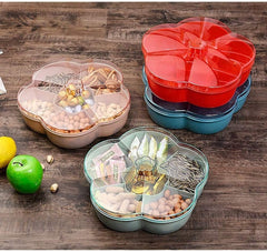 Blossom-Shaped Rotating Multi-Compartment Storage Box with Transparent Lid