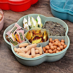 Blossom-Shaped Rotating Multi-Compartment Storage Box with Transparent Lid