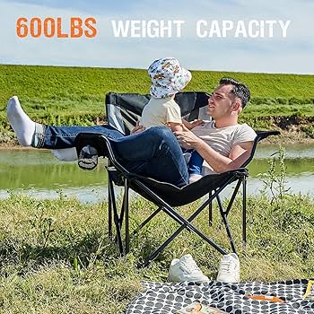 Heavy-Duty Foldable Camping Chair – Extra-Wide Seat with Arm Support and Steel Frame