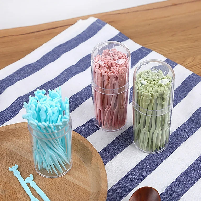 Reusable Fruit Fork Set – 10Pcs Mini Dessert Picks with Cute Butterfly & Sunflower Handles