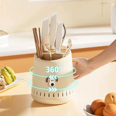 Multi-Functional Cylindrical Knife and Utensil Holder with Drainage