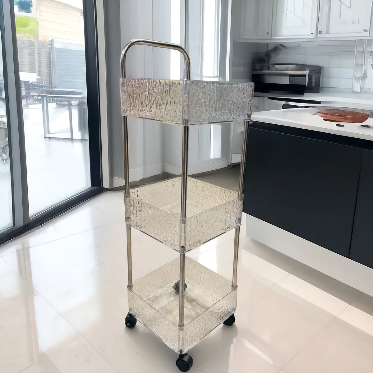 Vintage Gold 3-Tier Rolling Storage Cart with Perforated Metal Baskets