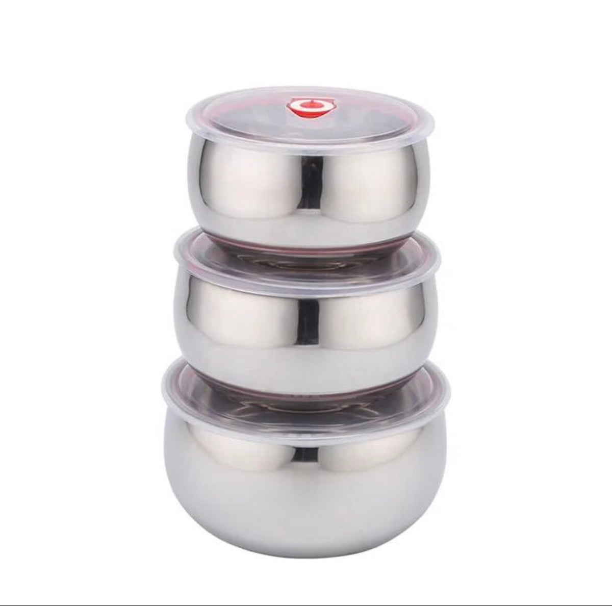 Stainless Steel Food Storage Bowl Set with Airtight Lids – 3-Piece Stackable Design