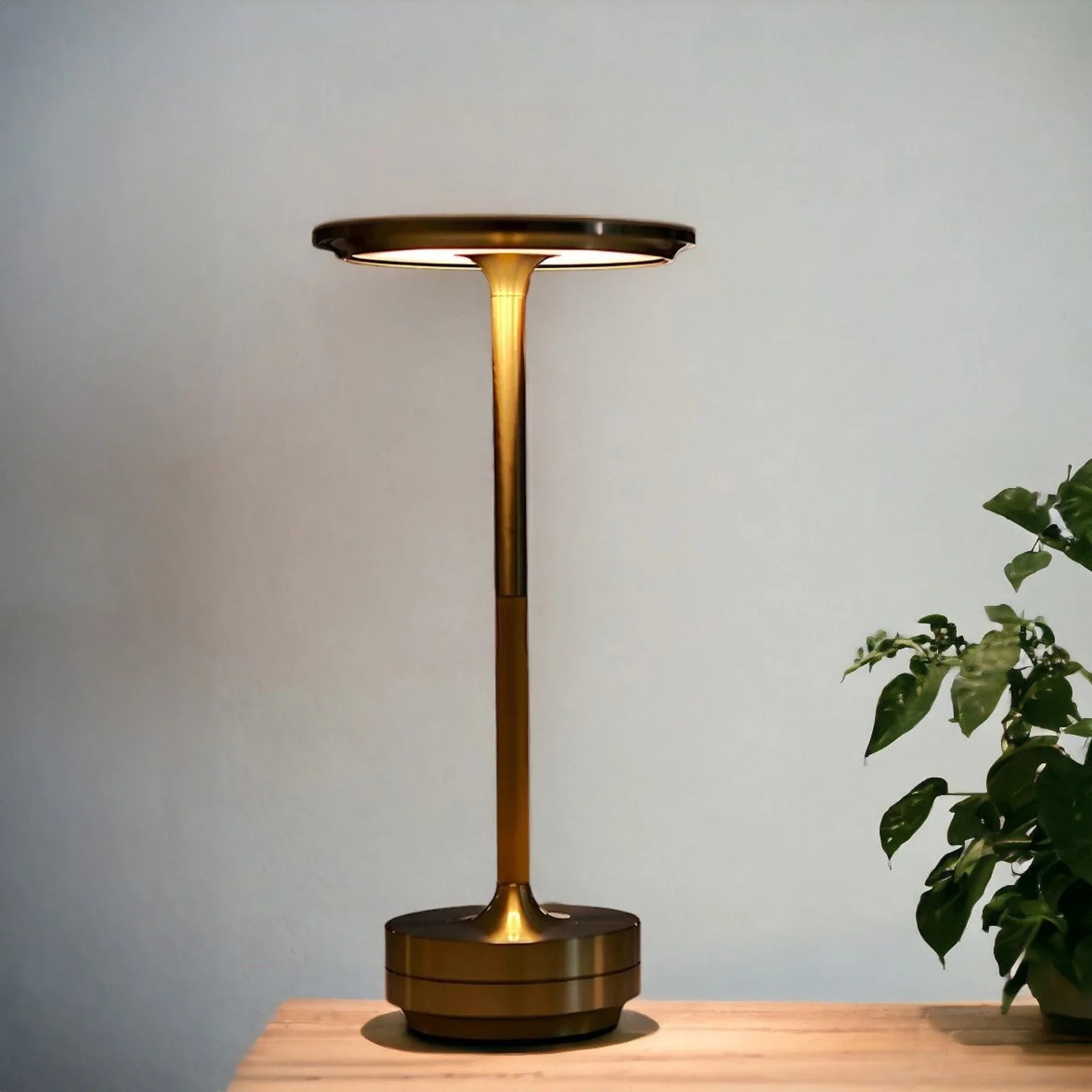 Modern Minimalist Gold LED Table Lamp – Rechargeable Touch Control Light for Home, Office & Restaurants