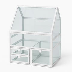 Luxury Glass Vanity Organizer with Drawers and Slanted Display