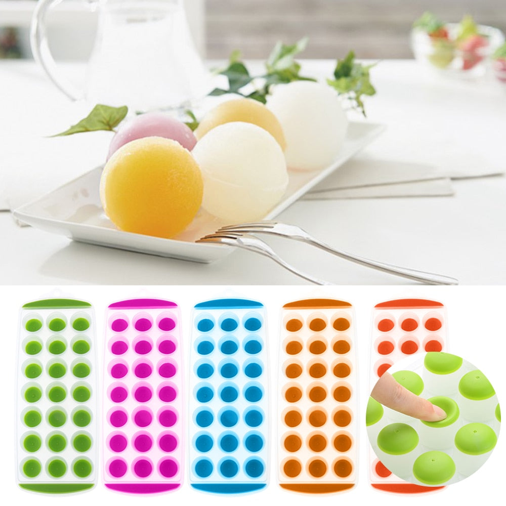Round Ice Ball Tray – Easy Push Pop-Out Mold for Smooth Ice Spheres & Mini Frozen Treats