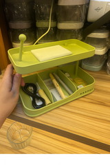 Smart Dual-Tier Multipurpose Desk Organizer – Rotating Storage Stand with Compartments