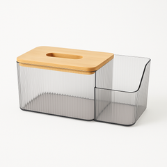 Elegant Multi-Compartment Acrylic Storage Box with Bamboo Lid