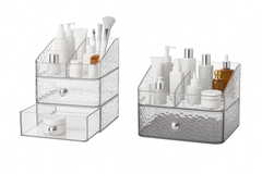 Premium Textured Acrylic Cosmetic Organizer with Drawers – Multi-Tier Vanity Storage Box