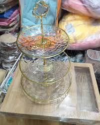 RoyalServe 3-Tier Acrylic Dessert Stand – Elegant Transparent Plates with Golden Rod for Parties, High Tea & Home Décor