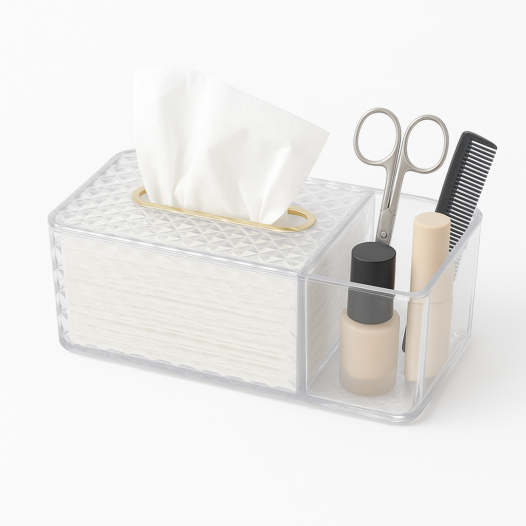 Elegant Crystal-Cut Multipurpose Tissue & Storage Organizer