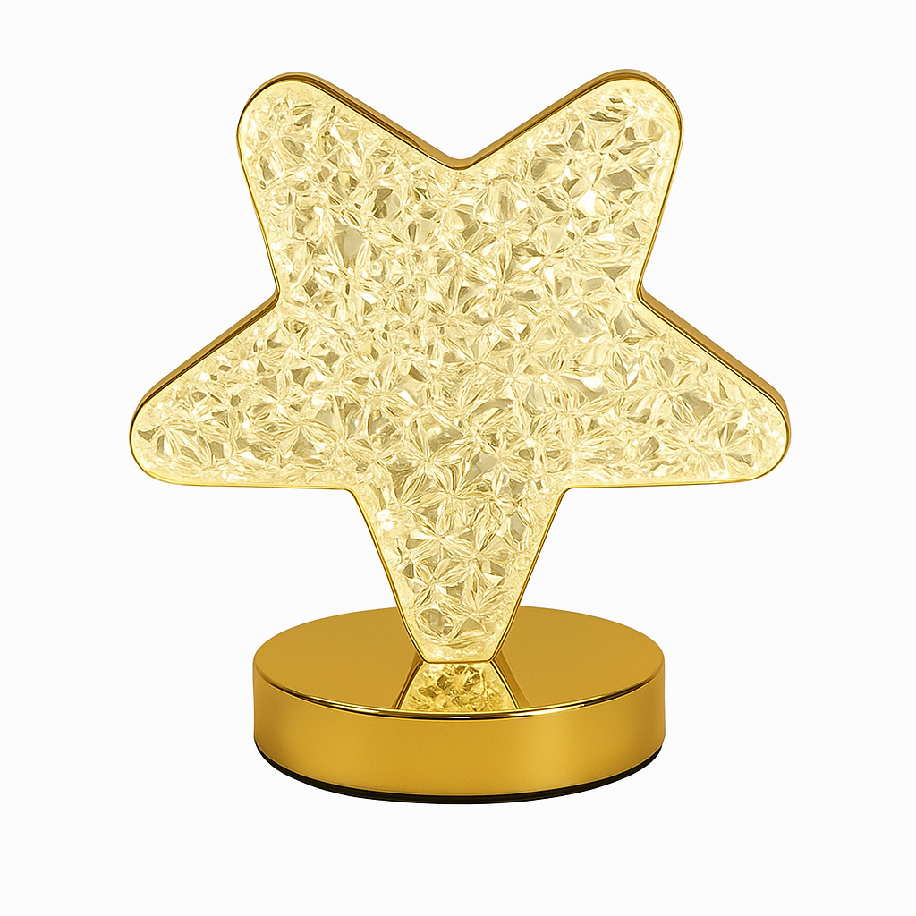 Crystal Star LED Table Lamp – Decorative Night Light with Gold Base