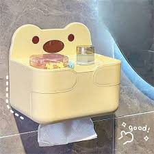 Cute Bear Wall-Mounted Tissue Box & Storage Shelf