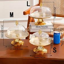 Royal Gold Cake Stand Set with Dome Covers – 3-Piece Luxury Dessert Display