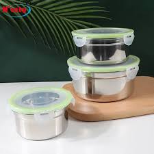 Stainless Steel Food Storage Bowls with Locking Lids – 3-Piece Airtight Set