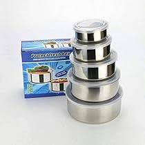 Stainless Steel Food Storage Container Set – 5-Piece Nesting Bowls with Airtight Lids