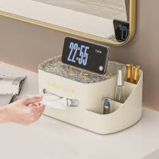 COCO LOCK Multi-Function Tissue Box Organizer with Phone & Toothbrush Holder
