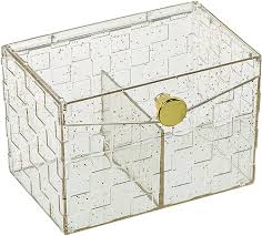 Golden Luxe Acrylic Storage Box – Transparent Organizer with Gold Specks & Divider
