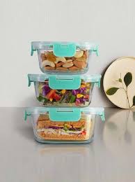 Airtight Glass Food Storage Containers – 3-Piece Stackable Set with Locking Lids