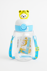 Cute Tiger Kids Straw Bottle with Safety Lock & Adjustable Strap