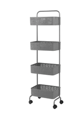4-Tier Floral Pattern Multipurpose Trolley Rack with Wheels – Compact Storage Solution for Kitchen, Bathroom & Bedroom