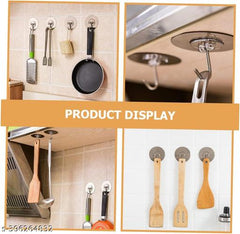 Heavy-Duty Golden Round Adhesive Wall Hooks – 10-Piece Self-Stick Stainless Steel Hook Set