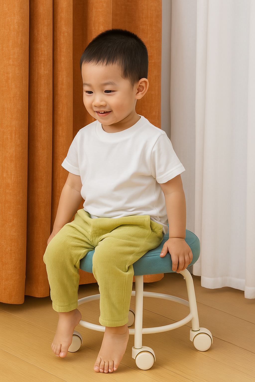 Multi-Color Round Stool with Wheels – Kid-Friendly, Comfortable & Stylish