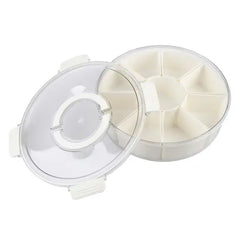 Round 7-Compartment Dry Fruit & Snack Storage Box with Rotating Lid – Airtight Multi-Purpose Organizer Big size