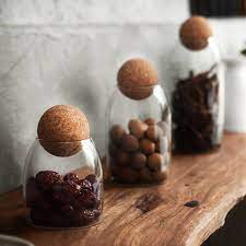 Nordic-Inspired Glass Canister Set with Ball Cork Lid – 3-Piece Minimalist Storage Jars