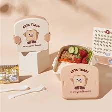 CuteToast™ Cartoon Bento Lunch Box with Spoon & Fork – Fun & Functional for Kids