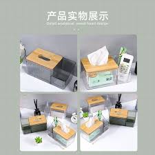 Elegant Multi-Compartment Acrylic Storage Box with Bamboo Lid